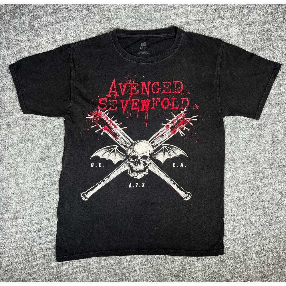 Y2K Avenged Sevenfold Band Tee Black A7X Medium